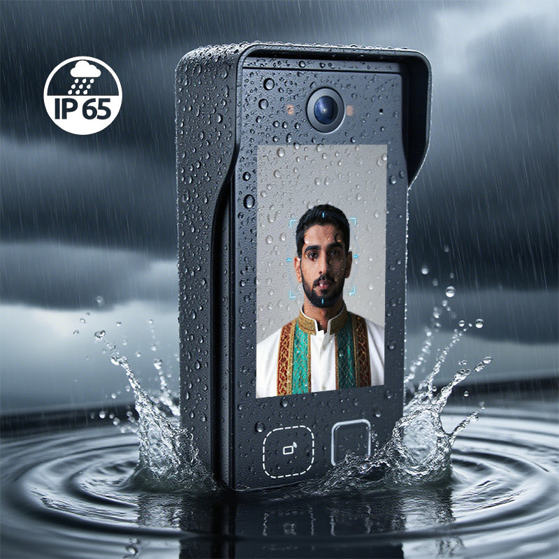 4'' IPS Display Video Door Phone Smart Door Entry System Face Recognition Palm Vein Unlock Waterproof Solar Powered