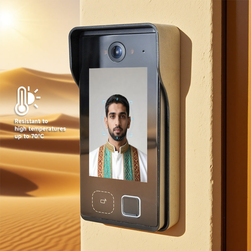 4'' IPS Display Video Door Phone Smart Door Entry System Face Recognition Palm Vein Unlock Waterproof Solar Powered
